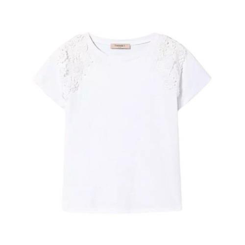 Twinset Blommig Patch T-shirt Vit White, Dam