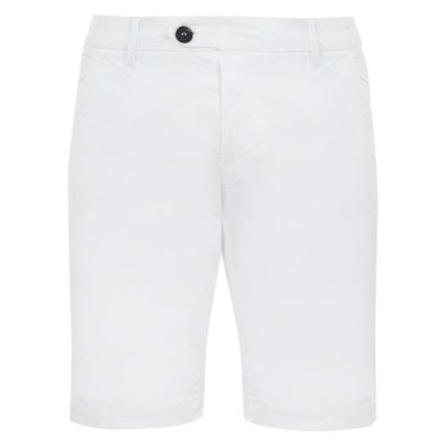 Roy Roger's Vita Bomull Bermuda Shorts Slim Fit White, Herr