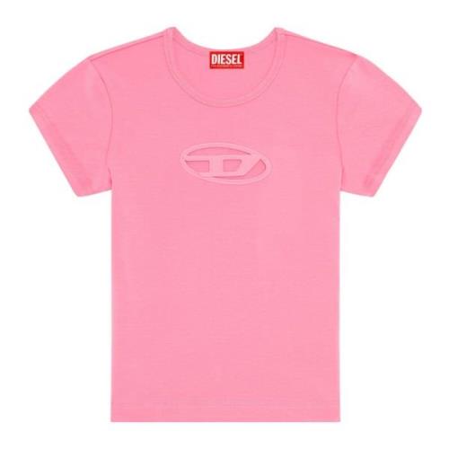 Diesel T-shirt med peekaboo-logotyp Pink, Dam