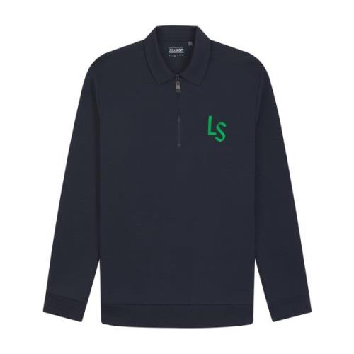 Lyle & Scott Logo Quarter Zip Sweatshirt Blue, Herr