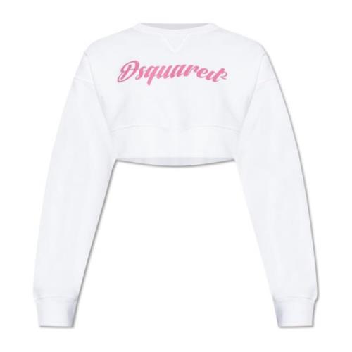 Dsquared2 Sweatshirt med logotyp White, Dam