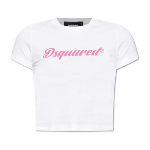 Dsquared2 T-shirt med logotyp White, Dam