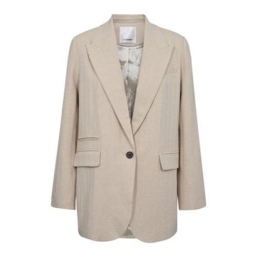 Co'Couture Enkel Linneblazer 199-Bone Beige, Dam