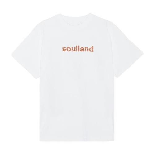 Soulland Rhinestone Logo T-shirt White, Unisex