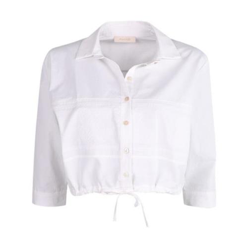 March23 Elegant Coimbra Blus med Intrikat Broderi White, Dam