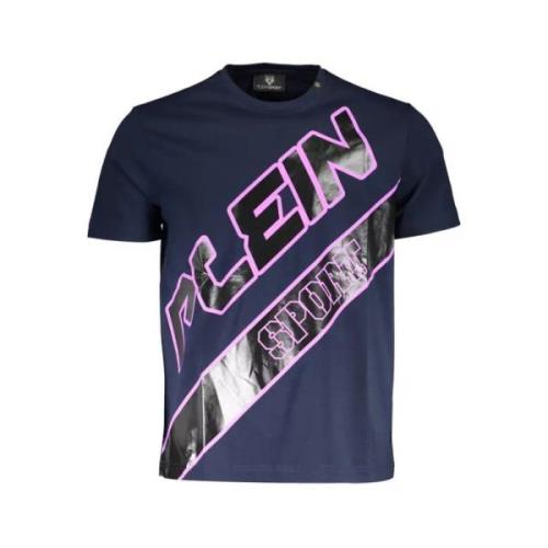 Plein Sport Blå Bomull T-Shirt, Kort Ärm, Crew Neck, Tryck, Logo Blue,...