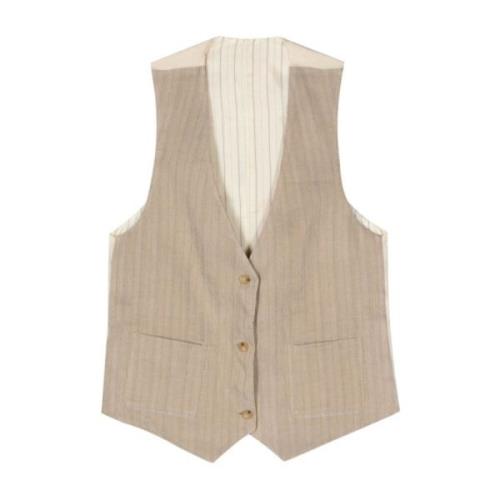 Alysi Tailoring Cer Vest för Kvinnor Beige, Dam