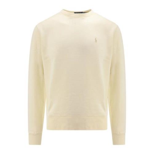 Ralph Lauren Vit Sweatshirt med Logobrodyr Beige, Herr