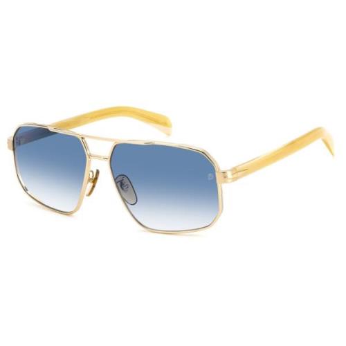 Eyewear by David Beckham Striped Beige Gold/Blue Shaded Sunglasses Yel...