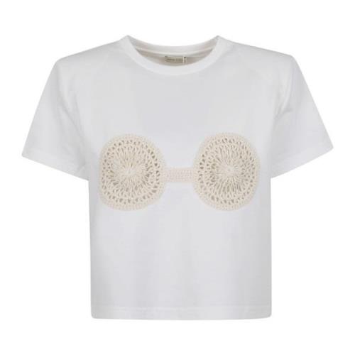 Magda Butrym Daisy Crochet White T-Shirt White, Dam