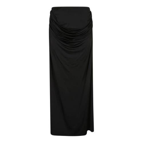 Magda Butrym Svart Maxi Kjol med Veckdetaljer Black, Dam