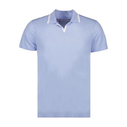 Orlebar Brown Linne Polo Skjorta med Klassisk Krage Blue, Herr