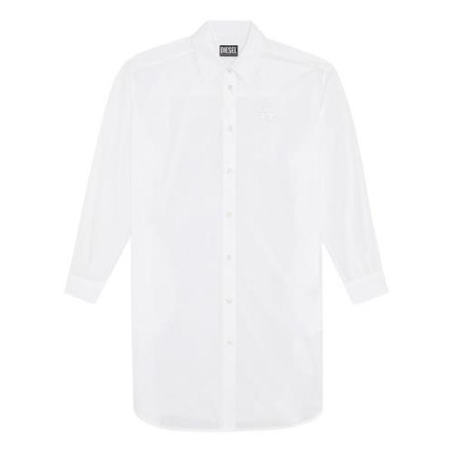 Diesel Skjortklänning med 3D-broderi White, Dam