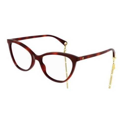Gucci Havana Gold Chain Eyewear Frames Brown, Unisex