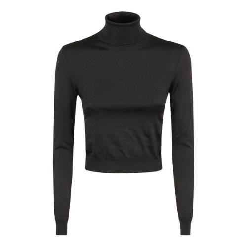 Ralph Lauren Svart Turtleneck Stickad Topp Black, Dam