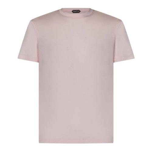 Tom Ford Rosa Logo Broderad Crewneck T-shirt Pink, Herr