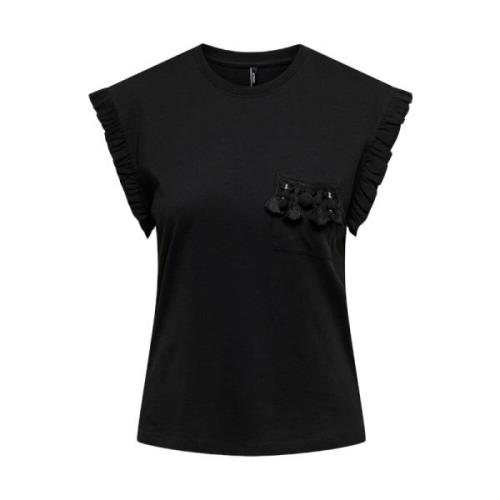 Only Detaljerad Ficka Topp Kvinna T-Shirt Black, Dam
