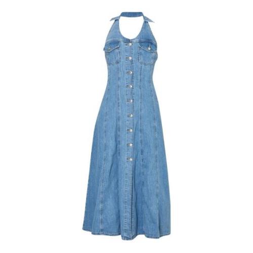 Liu Jo Denim Midi Klänning med Knappar Blue, Dam