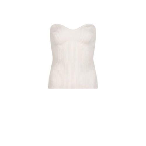 Dante 6 Stickad Bustier Topp Beige, Dam