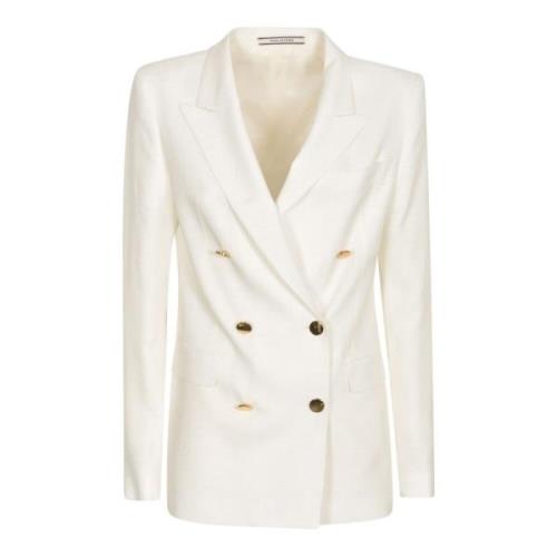 Tagliatore Vit ytterplagg med peak lapels White, Dam