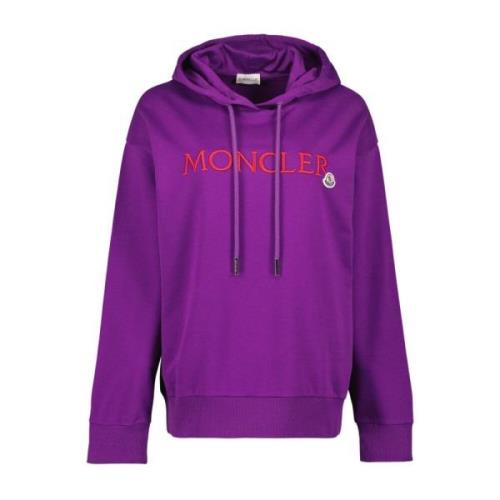 Moncler Dubbel Logo Hoodie Purple, Dam