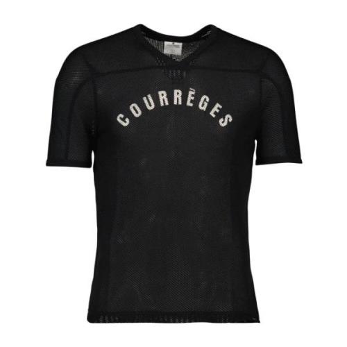 Courrèges Mesh Baseball T-shirt Logo Print Black, Herr