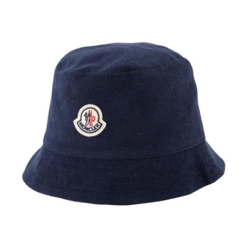 Moncler Bomullssvamp Logo Framsida Enfärgad Färg Blue, Unisex