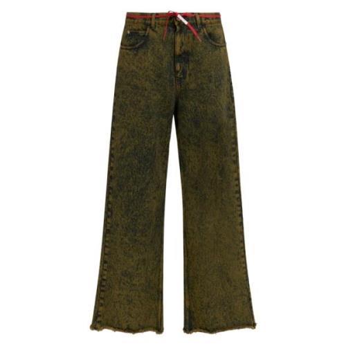 Marni Marble-dyed denim flared jeans Green, Herr
