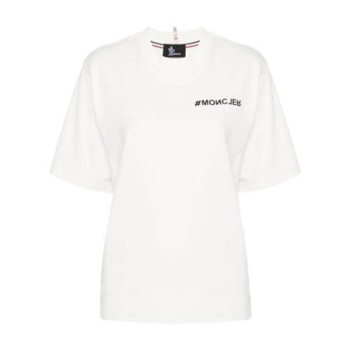Moncler Vit Logot-shirt Lättvikts Jersey White, Dam