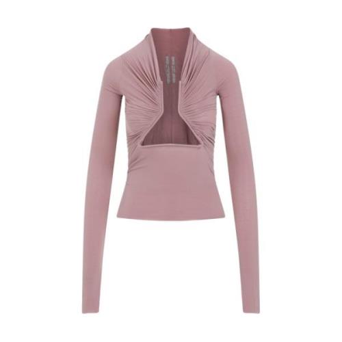 Rick Owens Dusty Pink Geometric Neckline T-shirt Pink, Dam