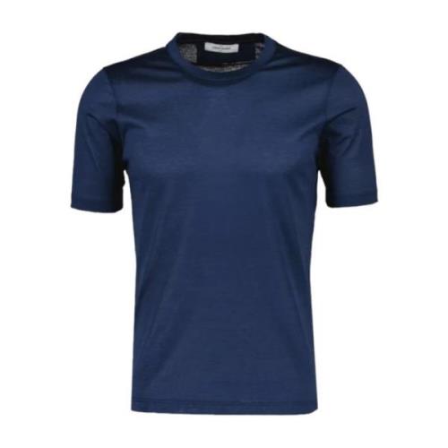 Gran Sasso Silk T-shirt med rund hals och korta ärmar Blue, Herr