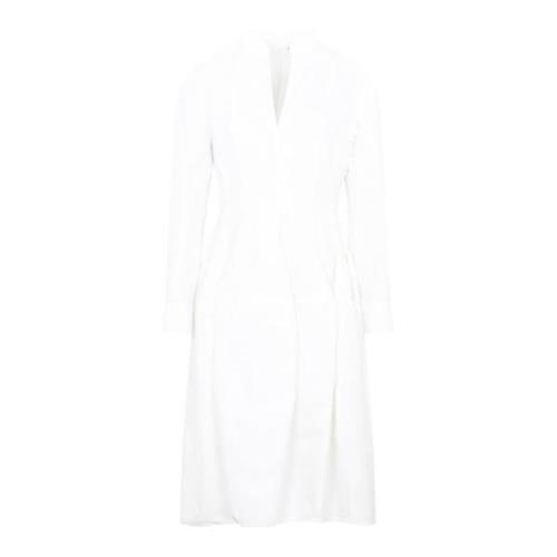 Bottega Veneta Vit Bomull Skjortklänning med Långa ärmar White, Dam