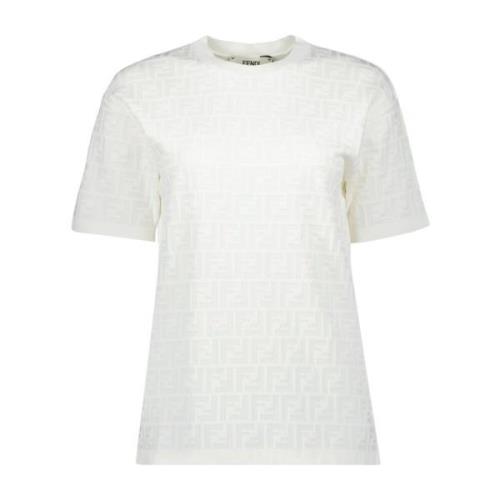 Fendi Rund hals kortärmad T-shirt White, Dam