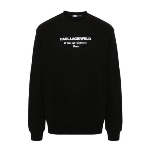 Karl Lagerfeld Svart Crew Neck Sweater Logo Detalj Black, Herr