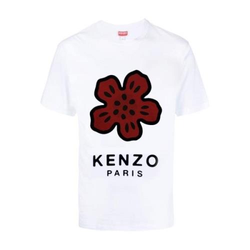 Kenzo Bomull Logo Patch T-Shirt White, Herr