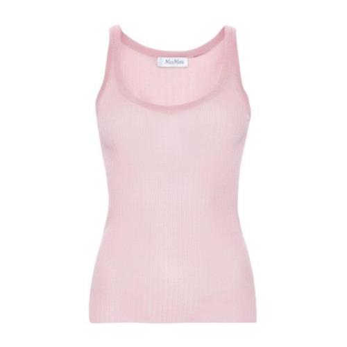 Max Mara Rosa Silk Stickad Topp Pink, Dam