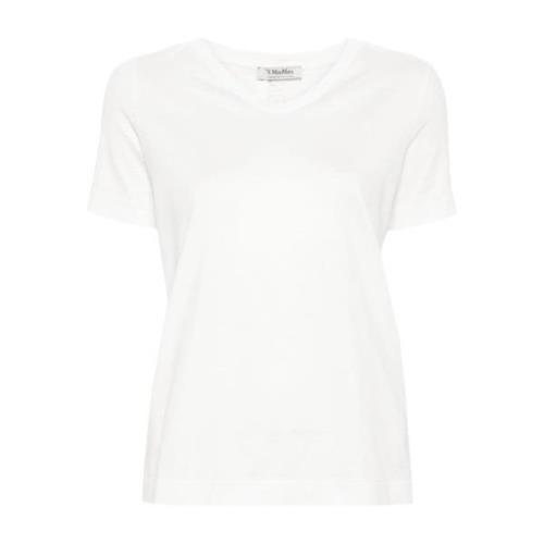 Max Mara Vit Bomull T-shirt med Broderat Logotyp White, Dam