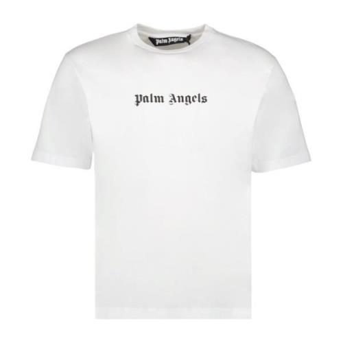 Palm Angels Logo Print Rund Hals T-shirt White, Herr
