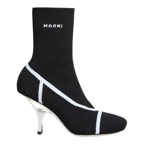 Marni Stretch knit fancy sock boot Black, Dam