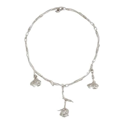 Marni Metal rose bud necklace Gray, Dam