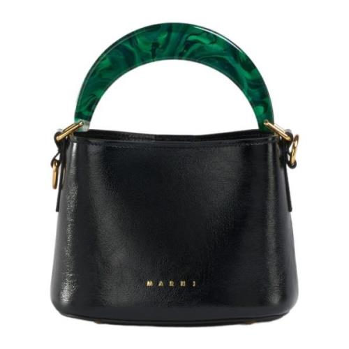 Marni Venice mini bucket bag patent leather Black, Dam