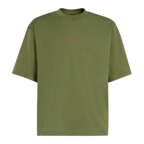 Marni bomullst-shirt med mini logo Green, Herr