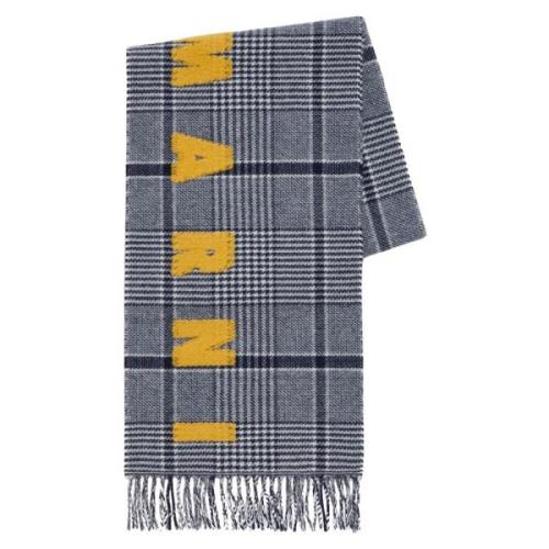 Marni Rutig ullscarf med logotyp Multicolor, Dam