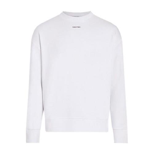 Calvin Klein Bright White Nano Logo Sweatshirt White, Herr