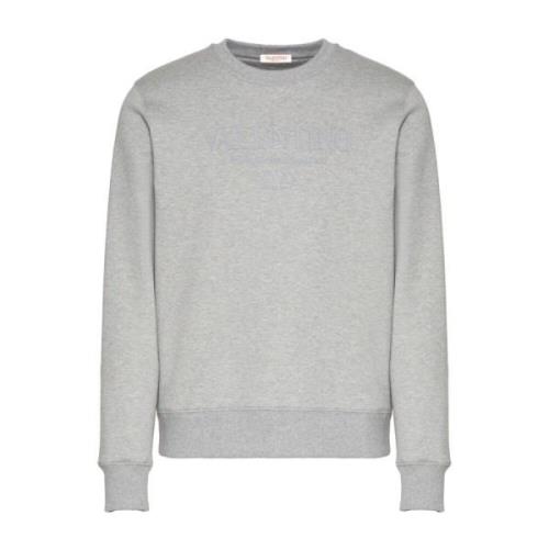 Valentino Bomull Rund Hals Sweatshirt med Print Gray, Herr