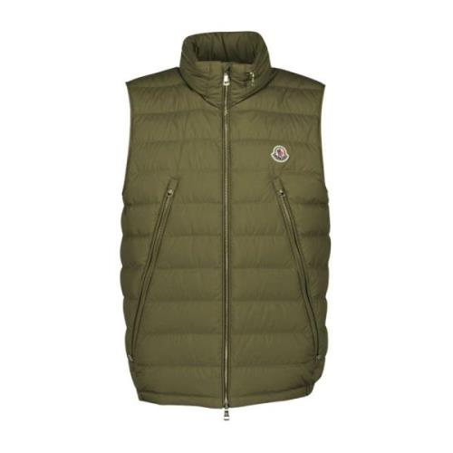 Moncler Ärmfri Hög Hals Dragkedja Väst Green, Herr