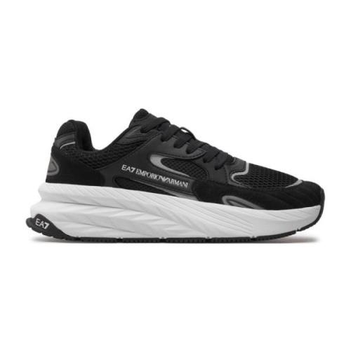 Emporio Armani EA7 Textil och PU Läder Sneakers Black, Herr