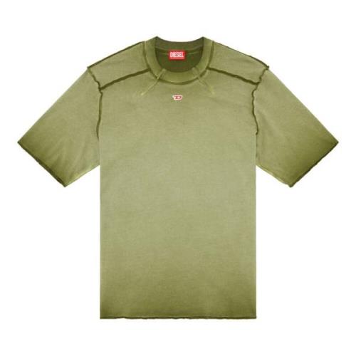 Diesel T-shirt med mikro-våffel axlar Green, Herr