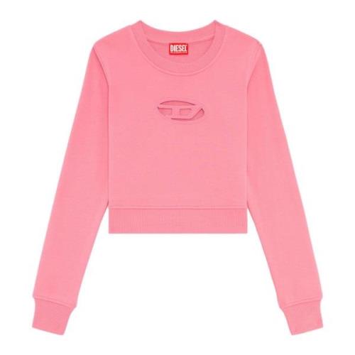 Diesel Cropped sweatshirt med cut-out logo Pink, Dam