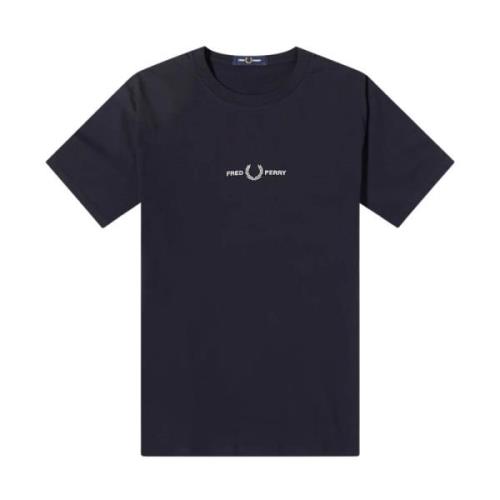 Fred Perry Broderad Logotyp T-shirt Navy-S Blue, Herr